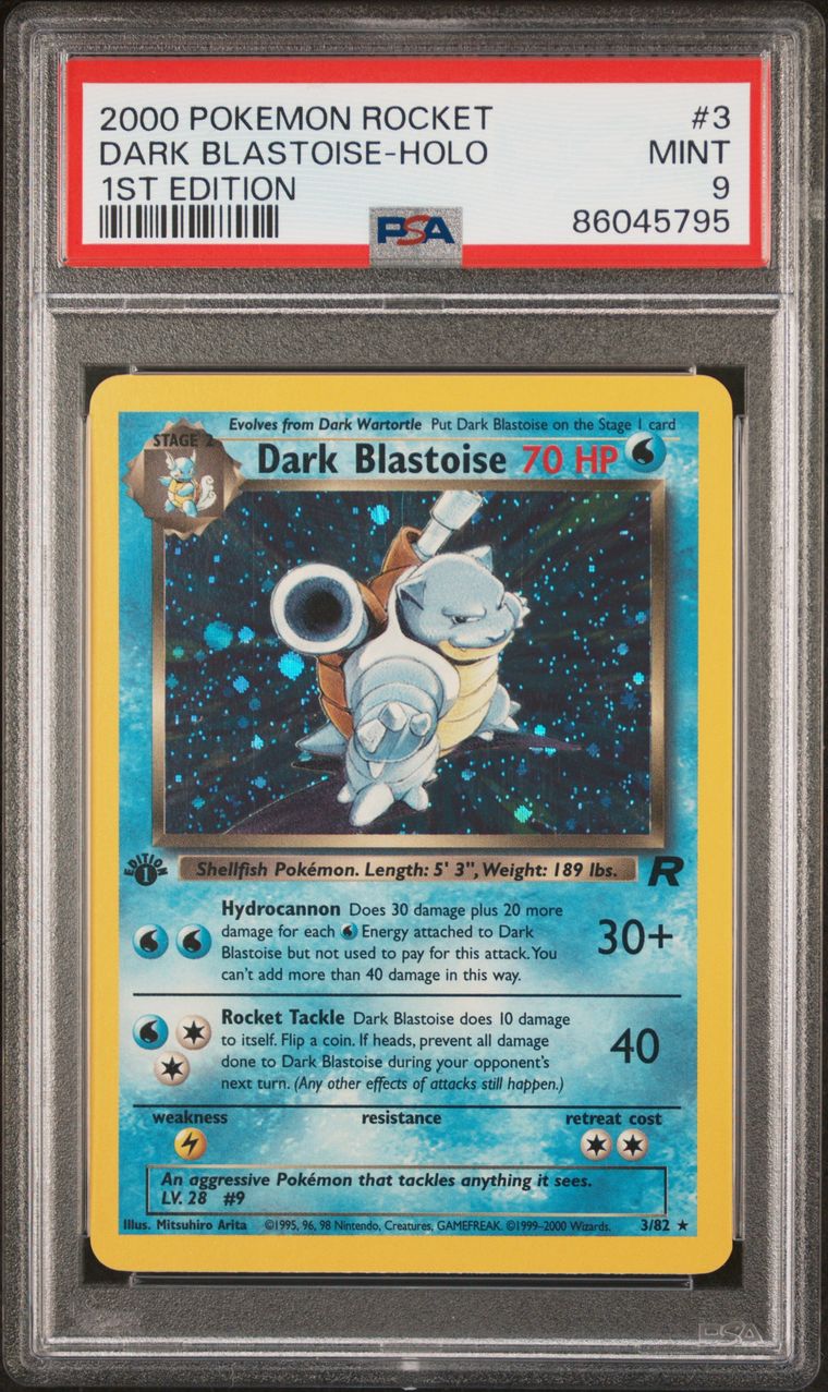 PSA 9 First Edition Dark Blastoise Holo 3/82