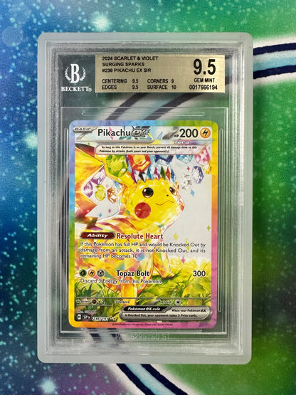 BGS 9.5 Pikachu EX - 238/191 - SV08: Surging Sparks STG Cards and Collectables BGS 9.5 Pikachu EX - 238/191 - SV08: Surging Sparks STG Cards and Collectables