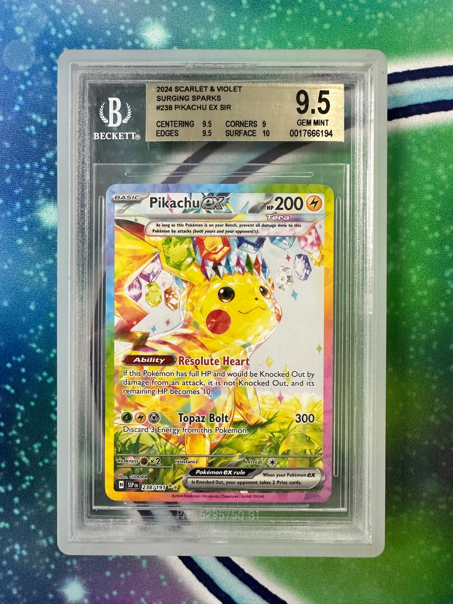 BGS 9.5 Pikachu EX - 238/191 - SV08: Surging Sparks